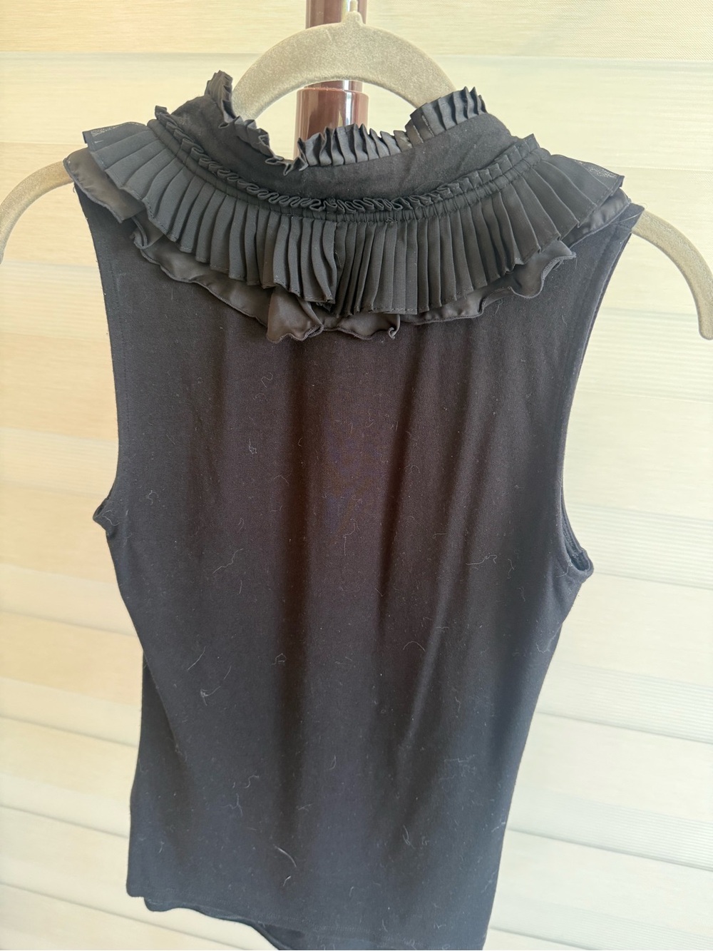 White House Black Market Black Ruffle-Neck Sleeveless Top - Picture 6 of 6